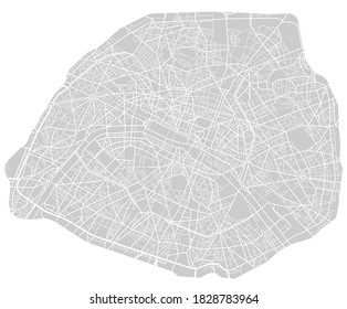 Paris France monochrome line city map. Plan of streets, urban background. Vector scheme with separated layers.