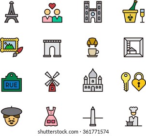 PARIS & FRANCE outline icons