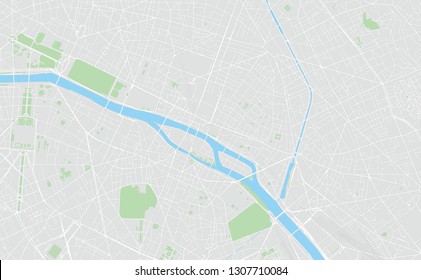 Paris, France, printable map, designed as a high quality background for high contrast icons and information in the foreground.