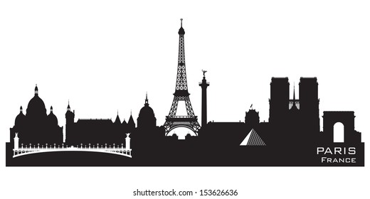 Paris France skyline Detailed vector silhouette