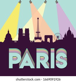 Paris France skyline silhouette flat design vector illustration