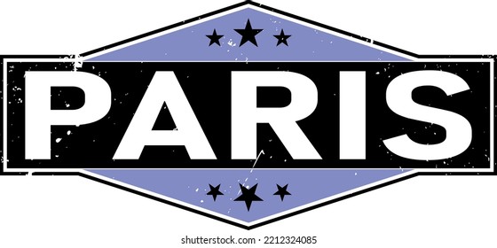 Paris France Stamp. Eiffel Tower Silhouette Seal. Round Design. Vector Icon. Design Retro Insignia.