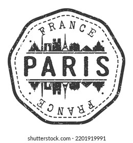 Paris, France Stamp Skyline Postmark. Silhouette Postal Passport. City Round Vector Icon. Vintage Postage Design.