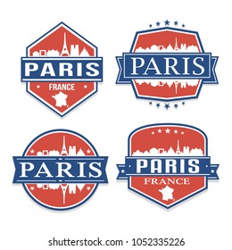 Paris France Travel Stamp Icon Skyline City Design Vector