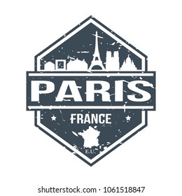 Paris France Travel Stamp. Icon Skyline City Design Vector.