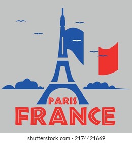 Paris France Vector. Print on t-shirts, mugs and other media.