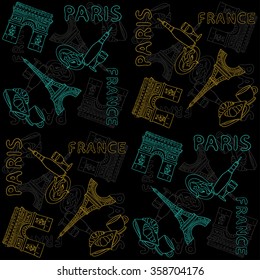 Paris, France wrapping paper pattern, vector. Background ornament.