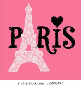 paris graphic with lace texture details