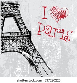 Paris grunge background with Eiffel tower