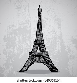 Paris grunge background with Eiffel tower