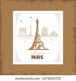 Silueta de Vector de dibujo a mano de París