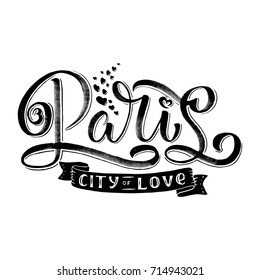 Paris hand drawn calligraphy brush lettering. Design element for cards, banners, flayers, T shirt prints and more, vector