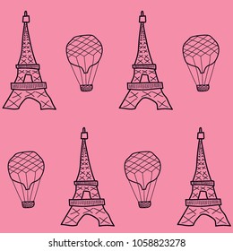 Paris Hand Drawn Seamless Pattern