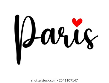 Letras de caligrafía de Vector dibujadas a mano en París. Elemento de diseño para tarjetas, Anuncios, volantes, estampados de camisetas aislados sobre fondo blanco.