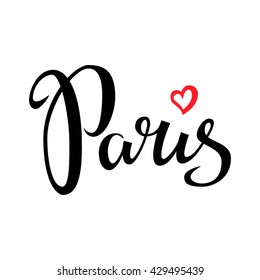 Carteles de pincel de caligrafía vectorial de París. Elemento de diseño para tarjetas, pancartas, volantes, camisetas impresas aisladas en fondo blanco. 