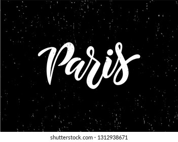 Paris hand drawn vector lettering. Paris ink lettering. Design element for cards, banners, flyers. - Vector