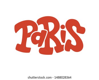 Paris hand drawn vector lettering. Paris ink lettering. Design element for cards, banners, flyers, print. - Vector