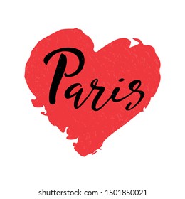 Paris hand drawn vector lettering. Design for cards, banners, flyers.