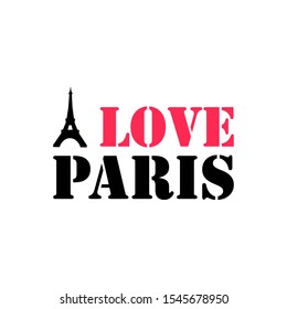Paris hand drawn vector lettering and Eiffel Tower. Modern calligraphy brush lettering. Paris ink lettering. Design element for cards, banners, flyers, Paris lettering isolated on white background