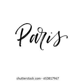Paris hand drawn vector lettering. Ink illustration. Modern brush calligraphy. Isolated on white background.