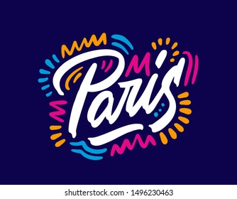 Paris handwritten city name.Modern Calligraphy Hand Lettering for Printing,background ,logo, for posters, invitations, cards, etc. Typography vector.