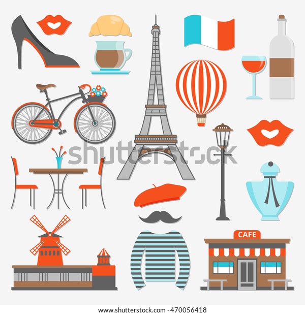 Paris Icon Set Distinctive Features City Stock Vector - 