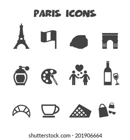 Paris Icons, Mono Vector Symbols