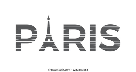 PARIS. Illustration with Eiffel tower on white.