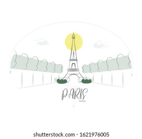 Paris illustration france and eiffel tower