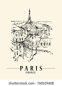 Paris illustration. Ink and pen hand drawn artwork.