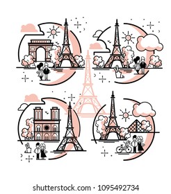 Paris illustration vector artwork. Isolated on white background