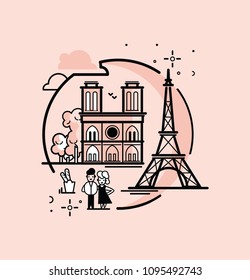 Paris illustration vector artwork. Isolated on white background