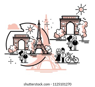 Paris illustration vector artwork. Isolated on white background