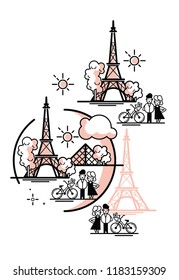 Paris illustration vector artwork. Isolated on white background