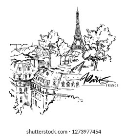 Ilustración de París. Obra vectorial. Aislado sobre fondo blanco