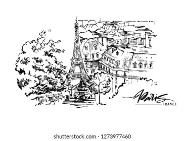 Paris illustration. Vector artwork. Isolated on white background