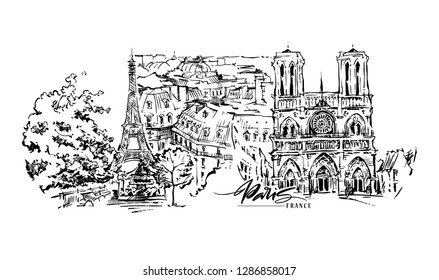 Paris illustration. Vector artwork. Isolated on white background