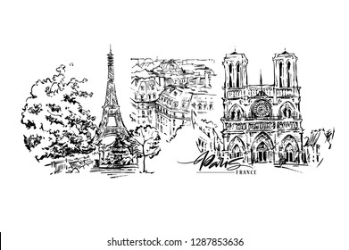 Paris illustration. Vector artwork. Isolated on white background