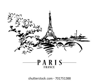 Paris illustration. Vector artwork. Isolated on white background.