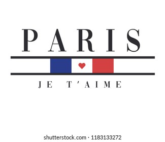 Paris je t'aime. T-shirt design logo.