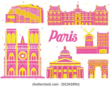 paris landmark in flat design style