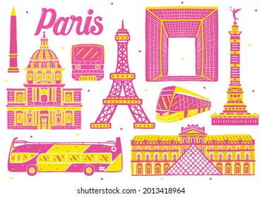 paris landmark in flat design style