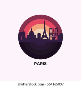 Paris Landmark. Paris vector illustration badge