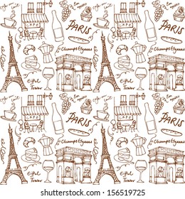 Paris landmarks & icons seamless background