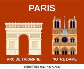 Paris landmarks vector illustration. 