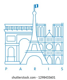 Paris landmarks vector illustration and typography design 