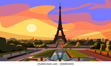 Paris landscape with Eiffel tower