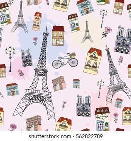 Paris Landscape Seamless Pattern