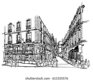 Paris latin quarter - Vector illustration