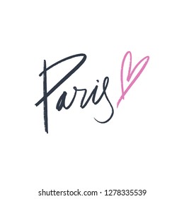 Paris lettering text. Fashion postcard or banner. Vector and jpg image, clipart.